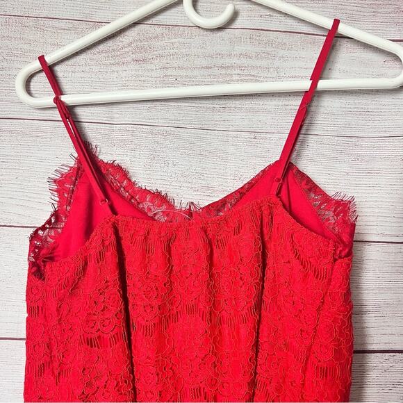 Monteau Los Angeles Red Thin Adjustable Strap Sleeveless V Front Blouse Sz M - Picture 3 of 9